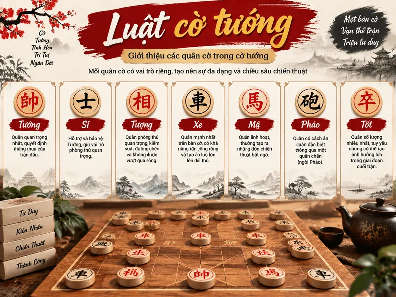 Cờ tướng là bộ môn trí tuệ yêu cầu người chơi hiểu rõ luật chơi, cách di chuyển quân và mục tiêu chiến thắng.